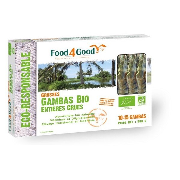 Gambas bio entières crues 500 gr