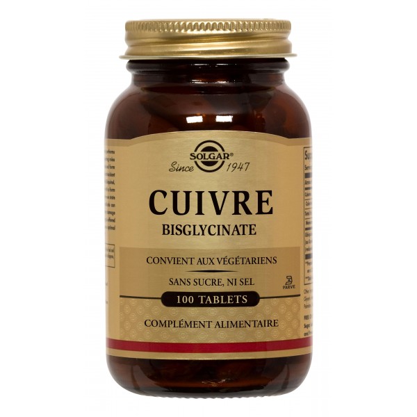 SOLGAR CUIVRE BISGLYCINATE 100 COMPRIMES