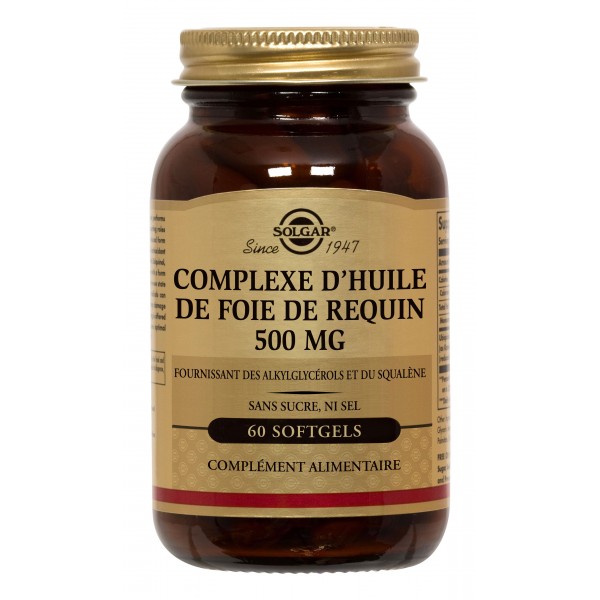 SOLGAR COMPLEXE D'HUILE DE FOIE DE REQUIN 500 MG 60 SOFTGELS