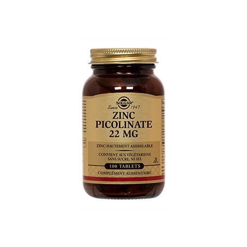 SOLGAR ZINC PICOLINATE 22 MG 100 COMPRIMES