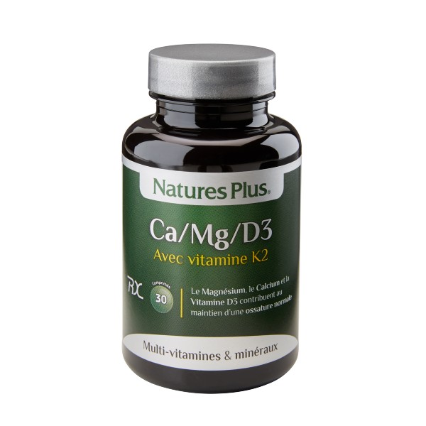 NATURES PLUS CA/MG/D3 AVEC VITAMINE K2 30 COMPRIMES