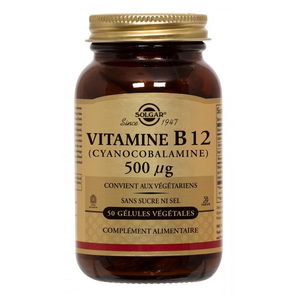 SOLGAR VITAMINE B12 (CYANOCOBALAMINE) 500 µG 50 GELULES VEGETALES
