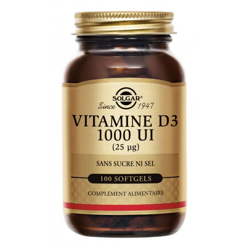 SOLGAR VITAMINE D3 25 µG 100 SOFTGELS