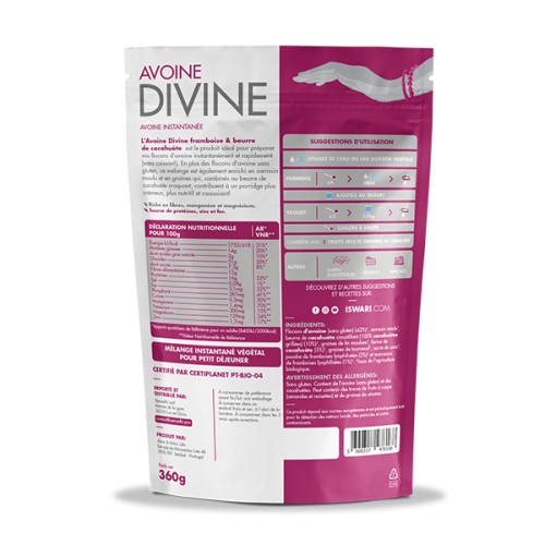 AVOINE DIVINE FRAMBOISE/BEURRE CACAH360g