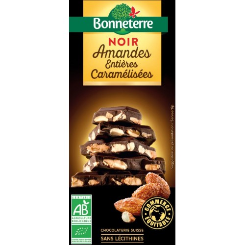 CHOCOLAT NOIR AMANDES CARAMELISEES 200g