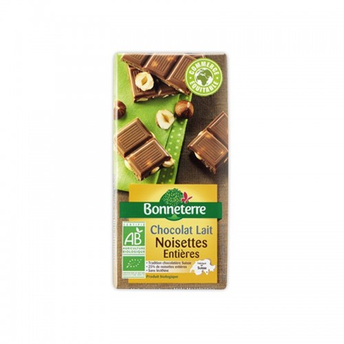 CHOCOLAT LAIT NOISETTES ENTIERES 100g